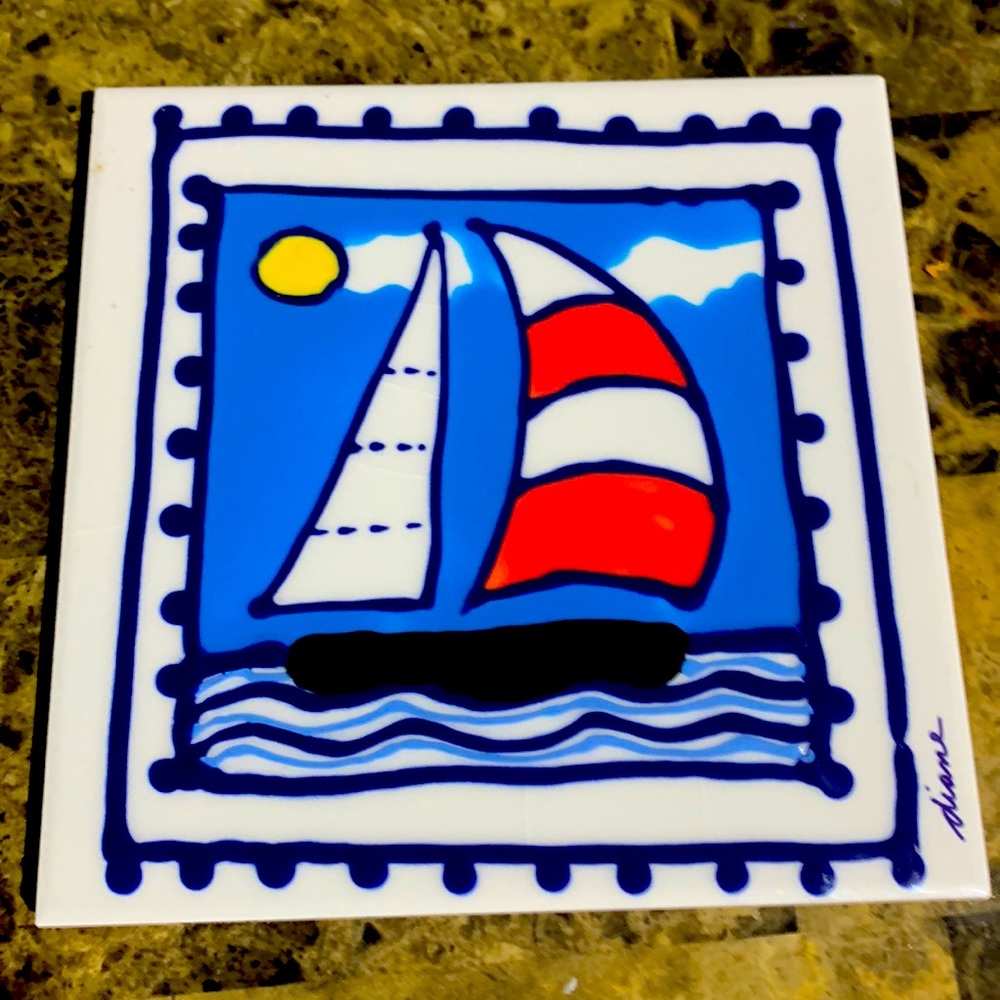 Diana Artware Ceramic Trivet/Wall Tile Folkart collectables